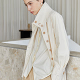Famecoco Signature 100% Cotton High-Collar Trench Coat
