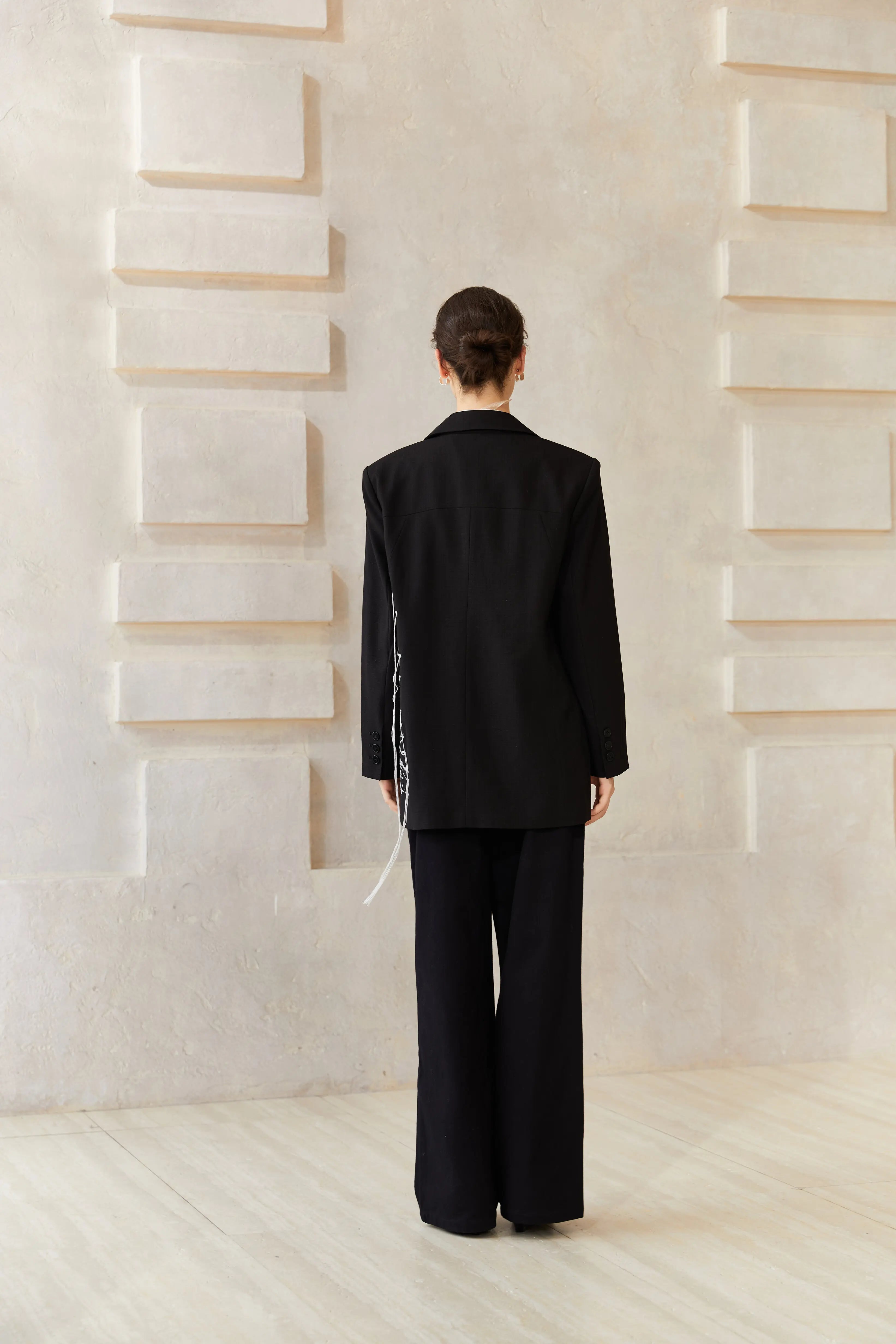 Famecoco Signature Embroidered Black Blazer