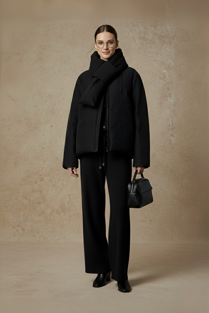 Famecoco Lyocell Down Jacket with Scarf