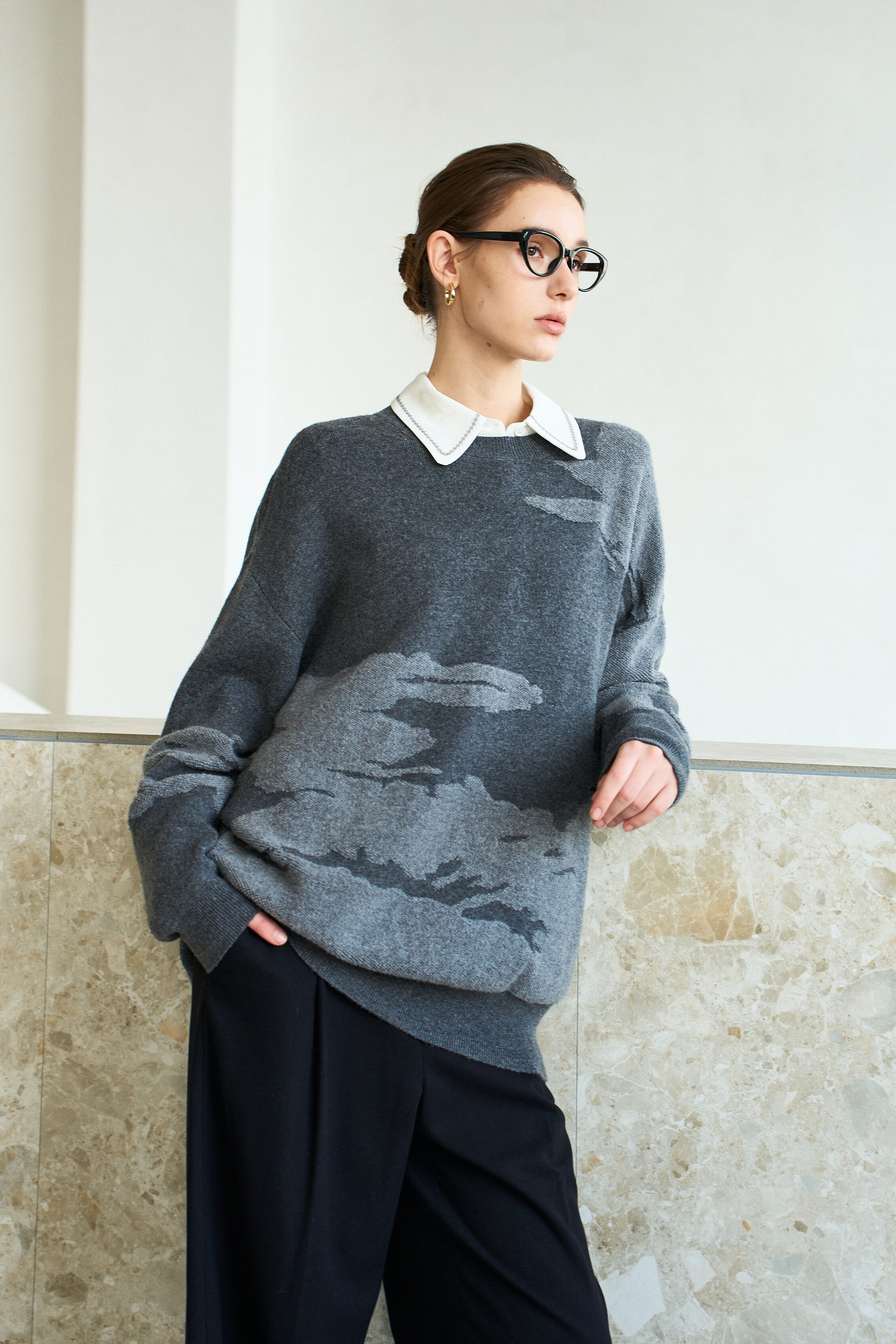 Famecoco Classic Relaxed Wool-Blend Pullover Sweater