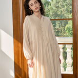 Famecoco Textured-Bodice Cotton Midi Dress