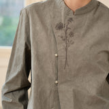 Famecoco Embroidered-Button Cotton Shirt