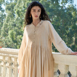 Famecoco Textured-Bodice Cotton Midi Dress