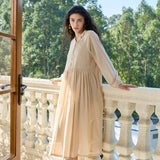 Famecoco Textured-Bodice Cotton Midi Dress