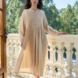 Famecoco Textured-Bodice Cotton Midi Dress