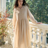 Famecoco Textured-Bodice Cotton Midi Dress