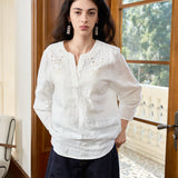 Famecoco Embroidered Linen Blouse