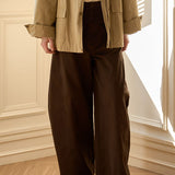 Famecoco Structured Wide-Leg Cotton Pants