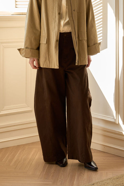 Famecoco Structured Wide-Leg Cotton Pants