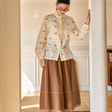 Famecoco Lace-Trim Midi Skirt