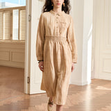 Famecoco Linen Blend Shirt Dress