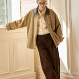 Famecoco Structured Wide-Leg Cotton Pants