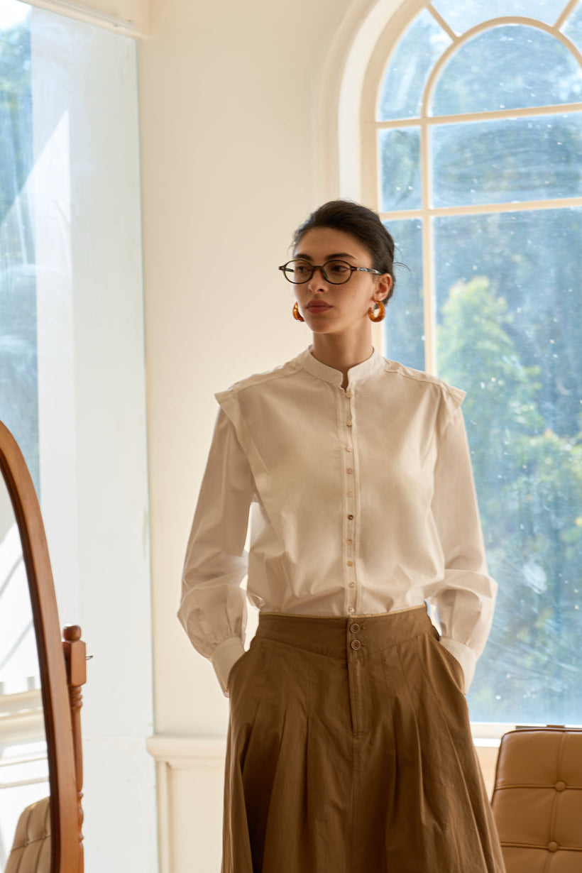 Structured Stand-Collar shirt White / M