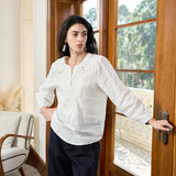 Famecoco Embroidered Linen Blouse