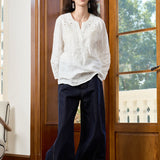 Famecoco Embroidered Linen Blouse