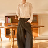 Famecoco Structured Wide-Leg Cotton Pants