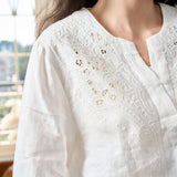 Famecoco Embroidered Linen Blouse