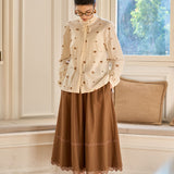 Famecoco Lace-Trim Midi Skirt