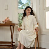 Famecoco Tie-Neck Gathered Midi Dress