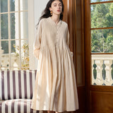 Famecoco Textured-Bodice Cotton Midi Dress