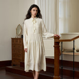 Famecoco Tie-Neck Gathered Midi Dress