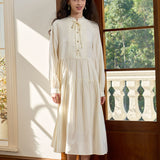 Famecoco Tie-Neck Gathered Midi Dress