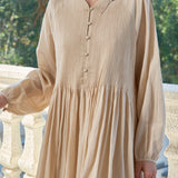 Famecoco Textured-Bodice Cotton Midi Dress